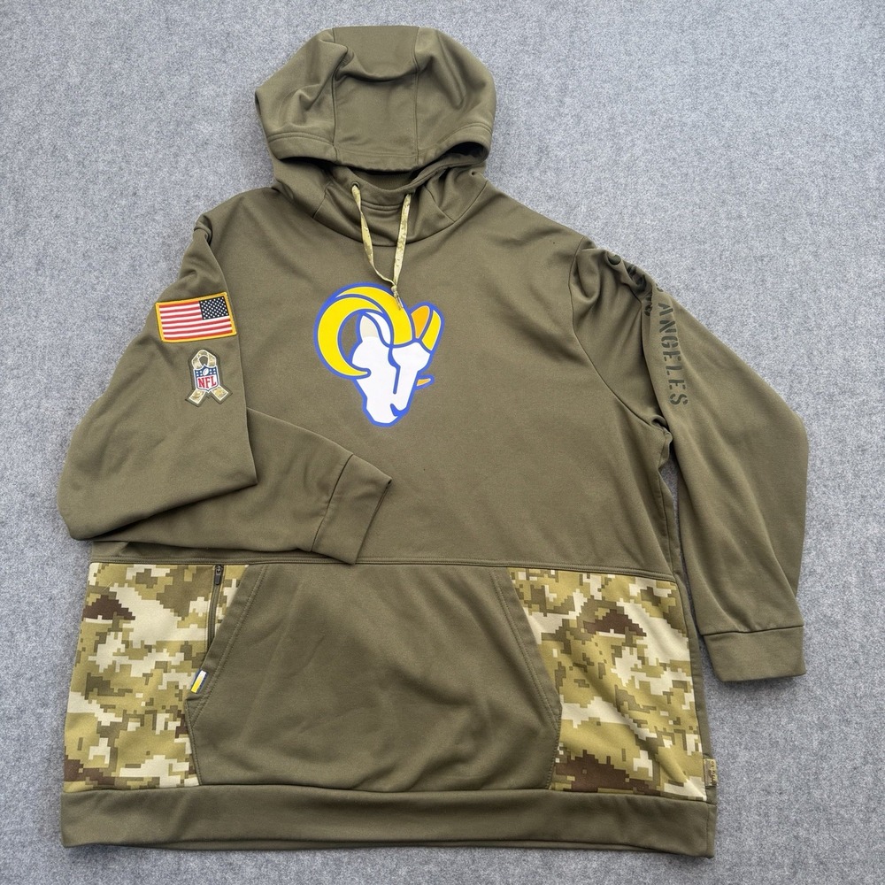 Nike Rams 3XL Salute to Service Hoodie Olive Camo Therma-Fit NFL STS